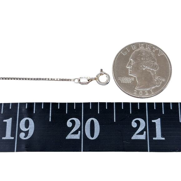 Box Link Chain Necklace | Italian Vintage Sterling Silver 925 | 20.5" - Picture 3 of 4